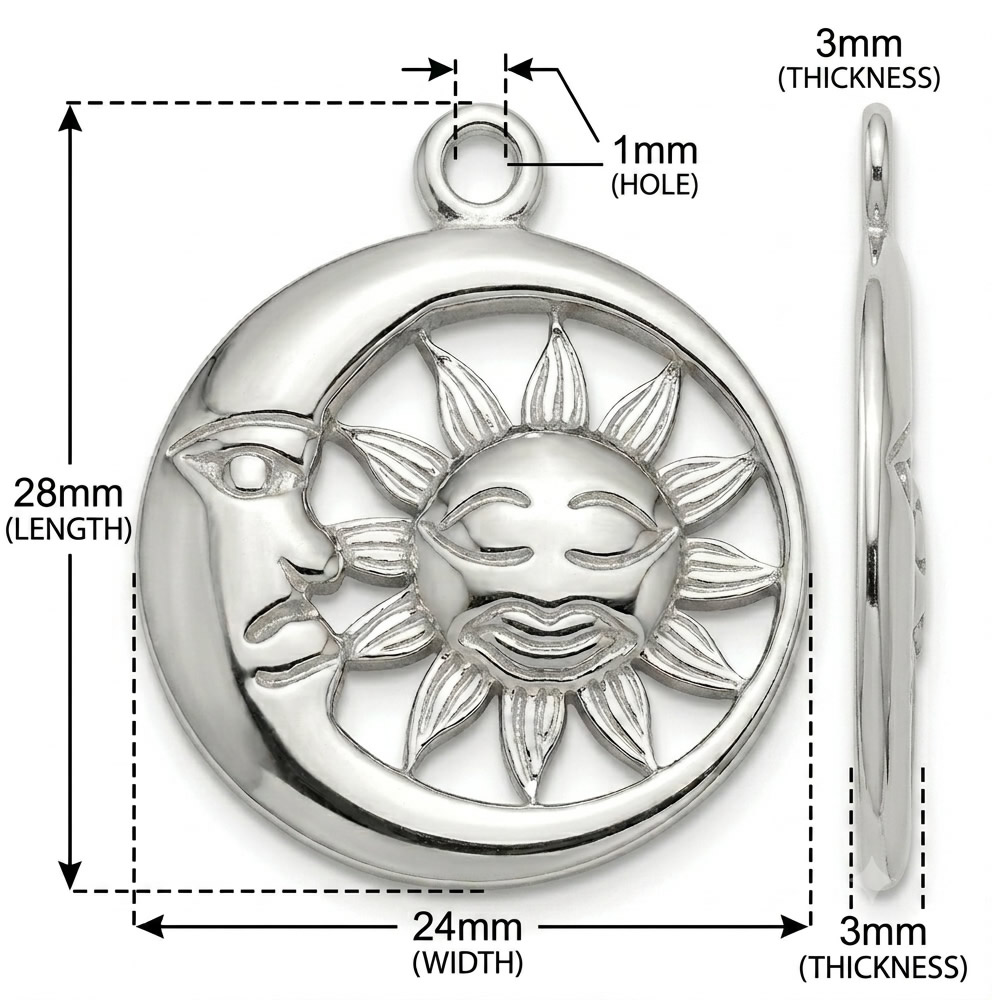 Stainless Steel Openwork Celestial Sun Moon Disc Pendant Handmade Craft Gifts Custom Bracelet Jewelry Findings