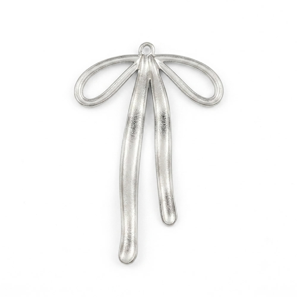 Stainless Steel Minimalist Bow Drop Pendant Charms Handmade Gifts Custom Bracelet DIY Craft Supplies