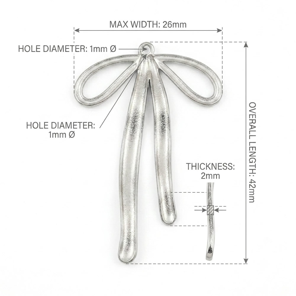 Stainless Steel Minimalist Bow Drop Pendant Charms Handmade Gifts Custom Bracelet DIY Craft Supplies