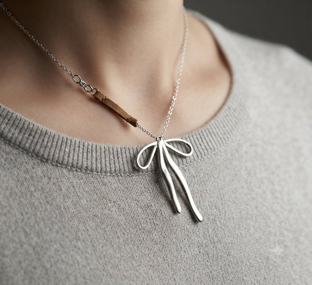 Stainless Steel Minimalist Bow Drop Pendant Charms Handmade Gifts Custom Bracelet DIY Craft Supplies