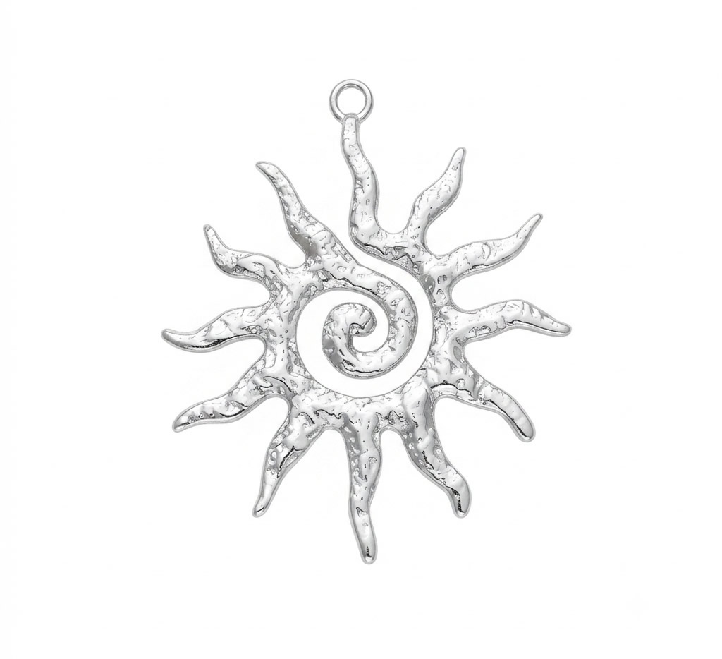 Stainless Steel Handmade Spiral Sun Pendant Nordic Talisman Safe Wearing