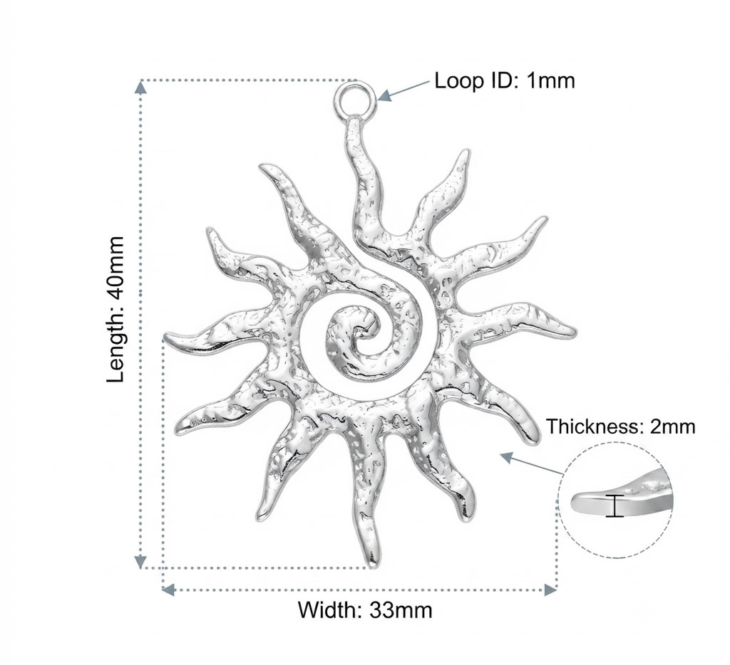 Stainless Steel Handmade Spiral Sun Pendant Nordic Talisman Safe Wearing