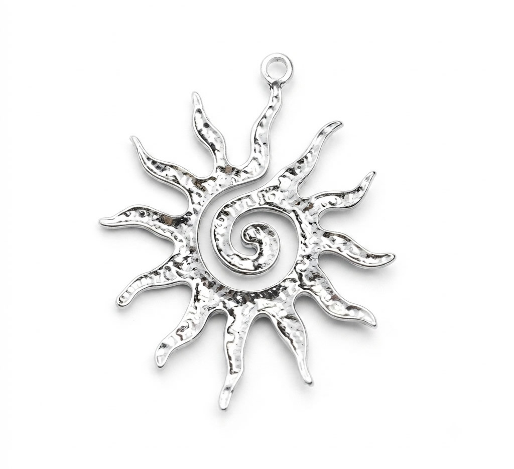 Stainless Steel Handmade Spiral Sun Pendant Nordic Talisman Safe Wearing