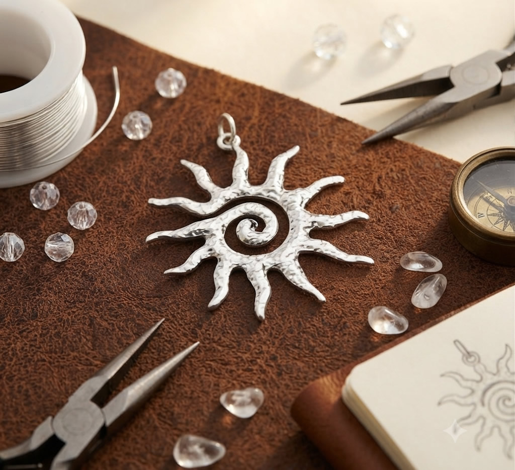 Stainless Steel Handmade Spiral Sun Pendant Nordic Talisman Safe Wearing