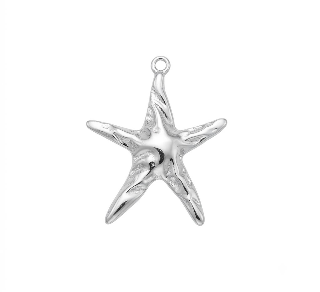 Stainless Steel Concave Convex Starfish Drop Pendant Handmade Gifts Custom Bracelet Jewelry Findings