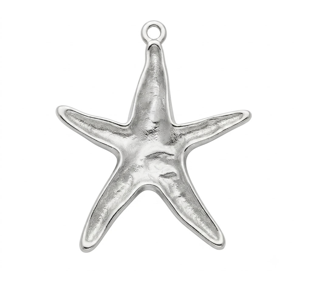 Stainless Steel Concave Convex Starfish Drop Pendant Handmade Gifts Custom Bracelet Jewelry Findings