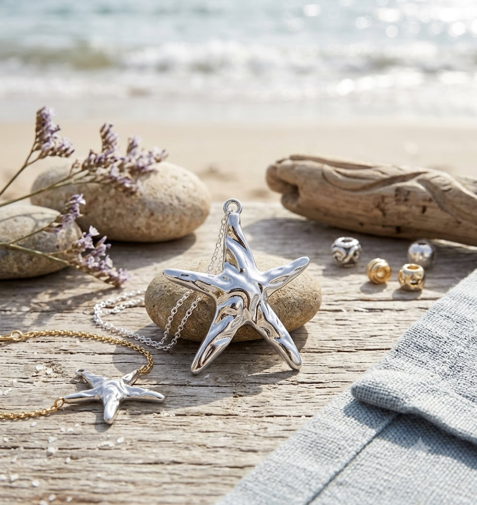 Stainless Steel Concave Convex Starfish Drop Pendant Handmade Gifts Custom Bracelet Jewelry Findings