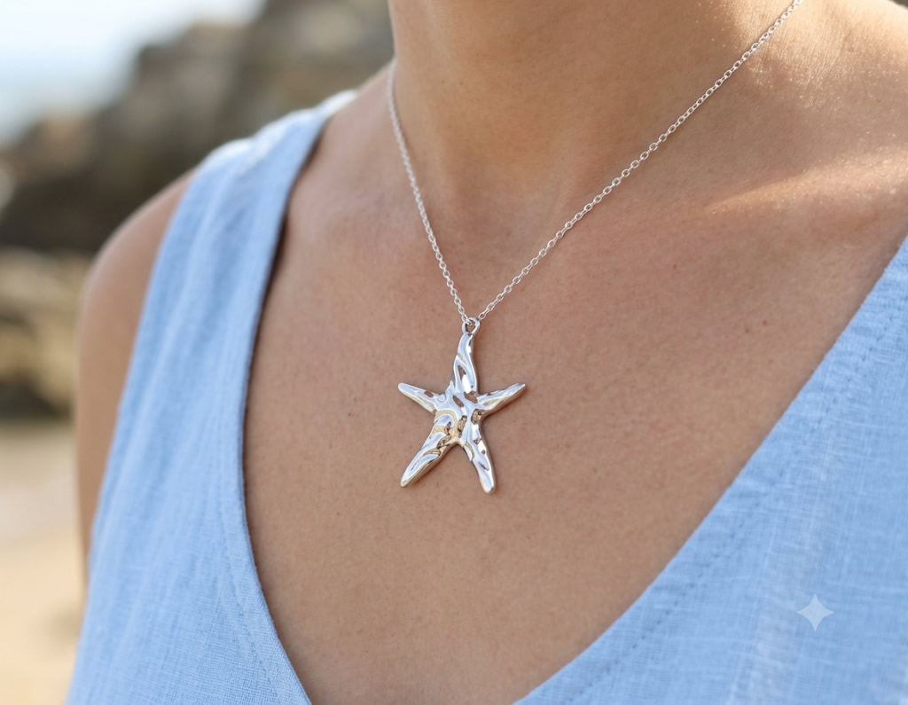 Stainless Steel Concave Convex Starfish Drop Pendant Handmade Gifts Custom Bracelet Jewelry Findings