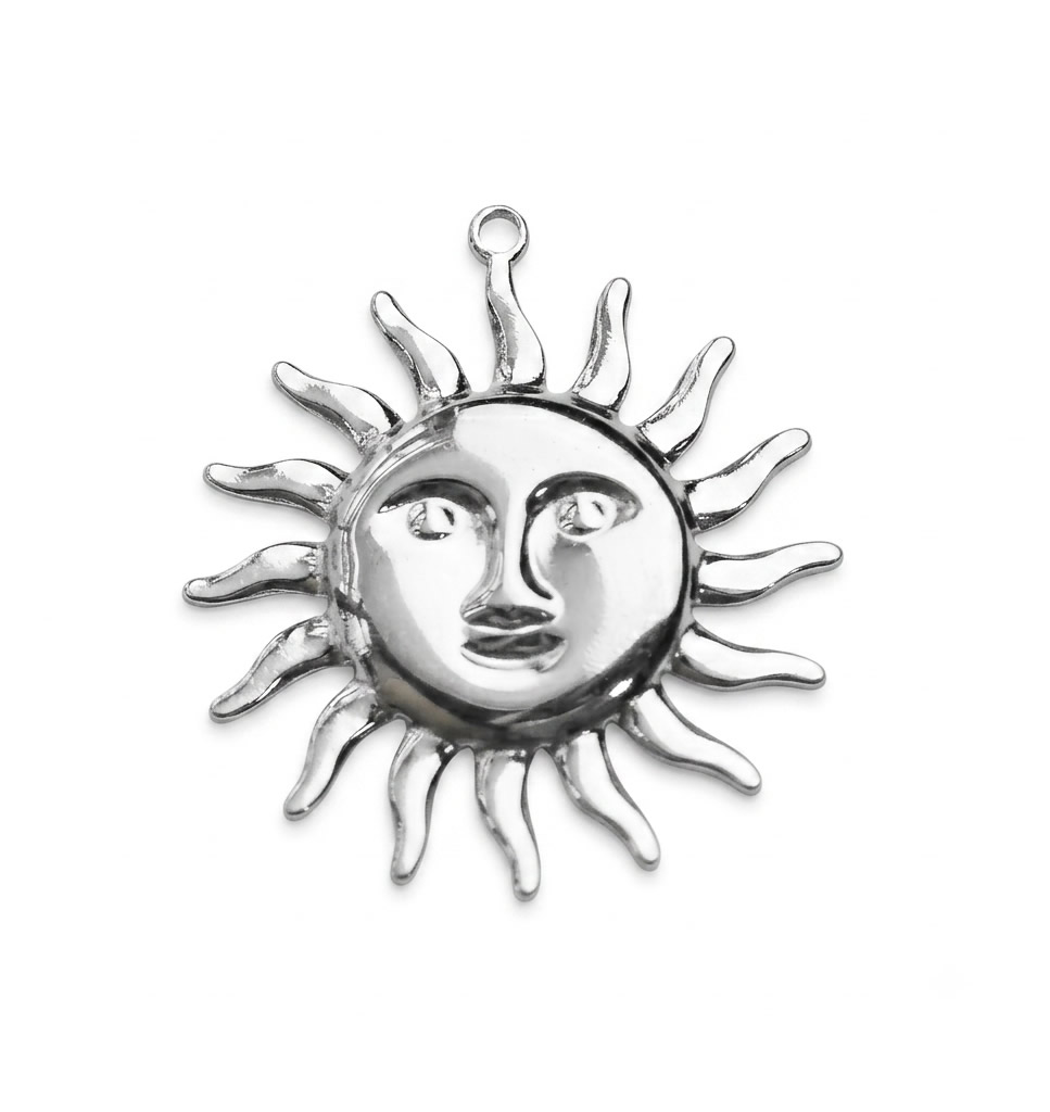 Stainless Steel Handmade Sun Face Pendant Nordic Accessory Anti Allergy