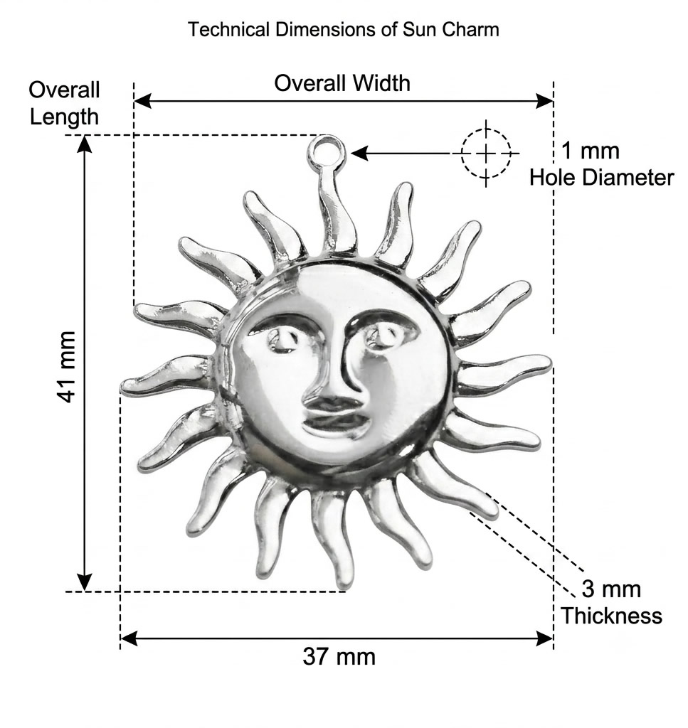 Stainless Steel Handmade Sun Face Pendant Nordic Accessory Anti Allergy