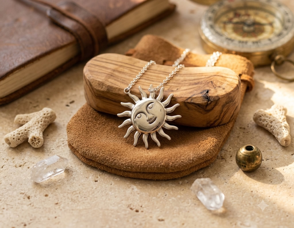 Stainless Steel Handmade Sun Face Pendant Nordic Accessory Anti Allergy