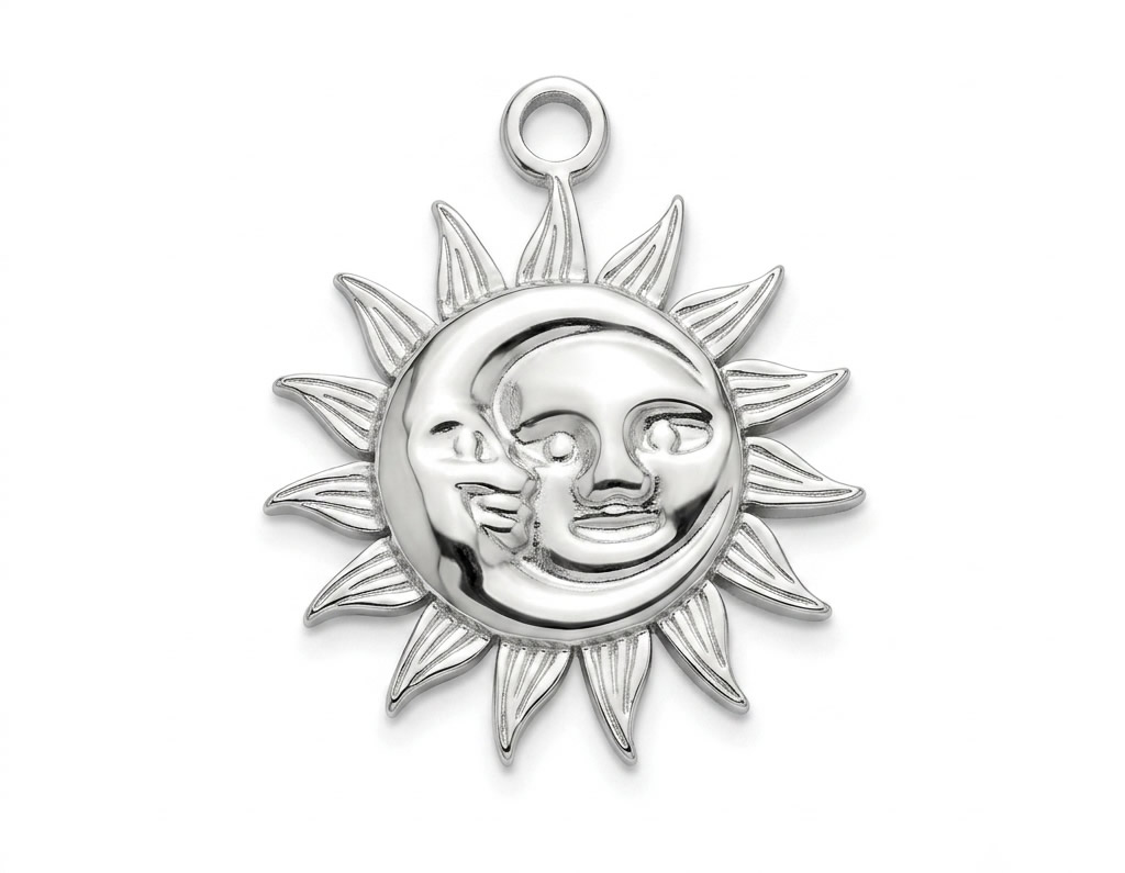 Stainless Steel Vintage Sun Moon Face Drop Pendant Handmade Gifts Custom Handmade Jewelry Craft Supplies