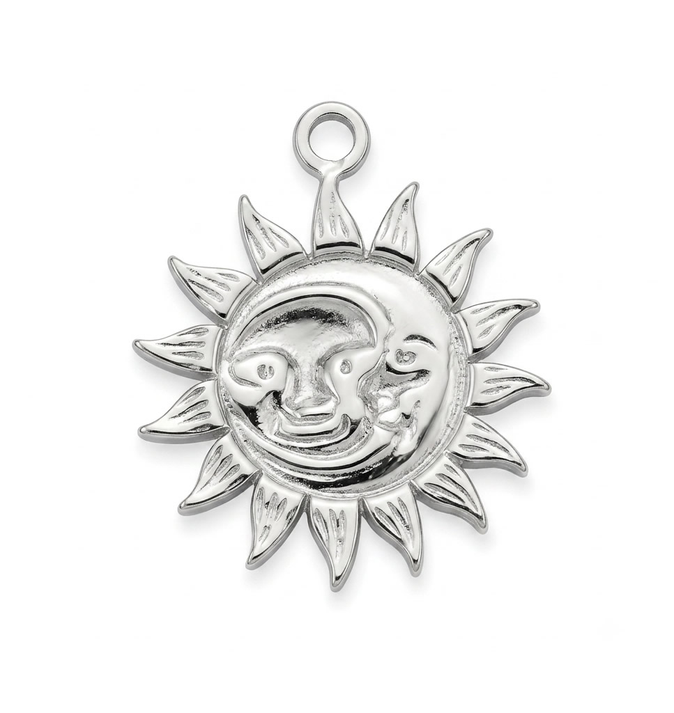 Stainless Steel Vintage Sun Moon Face Drop Pendant Handmade Gifts Custom Handmade Jewelry Craft Supplies