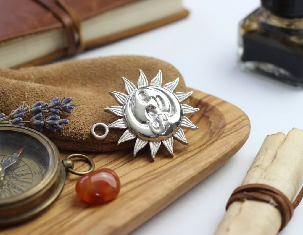 Stainless Steel Vintage Sun Moon Face Drop Pendant Handmade Gifts Custom Handmade Jewelry Craft Supplies