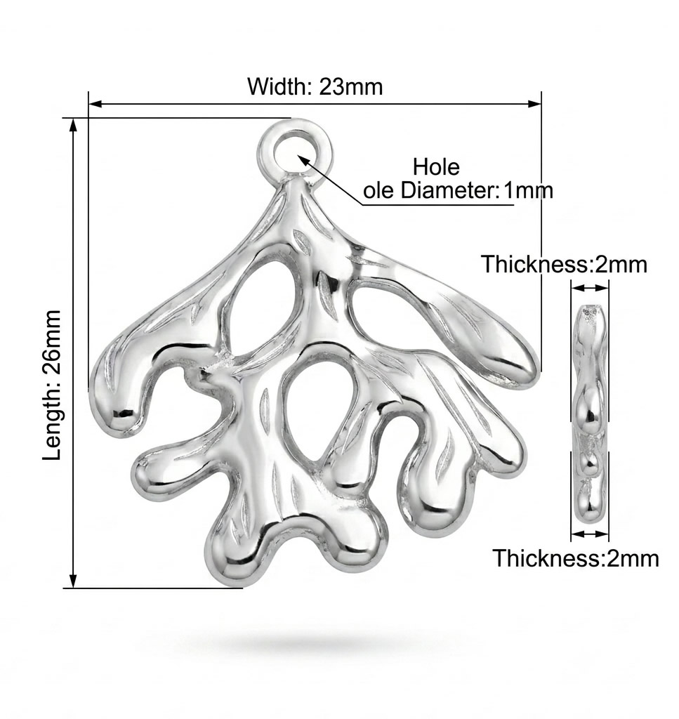 Stainless Steel Coral Branch Hollow Pendant Charms Handmade Gifts DIY Necklace Jewelry Making Parts
