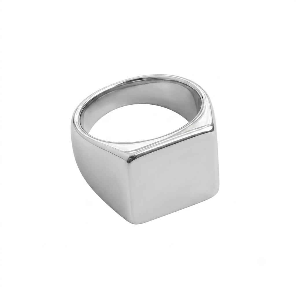 Signet Ring Non Tarnish - Stainless Steel Classic Plain Statement Jewelry