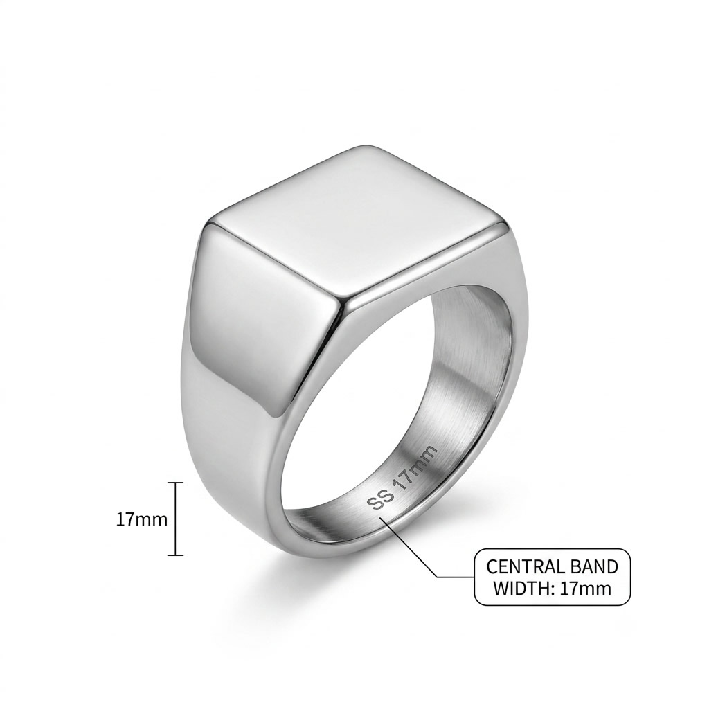 Signet Ring Non Tarnish - Stainless Steel Classic Plain Statement Jewelry