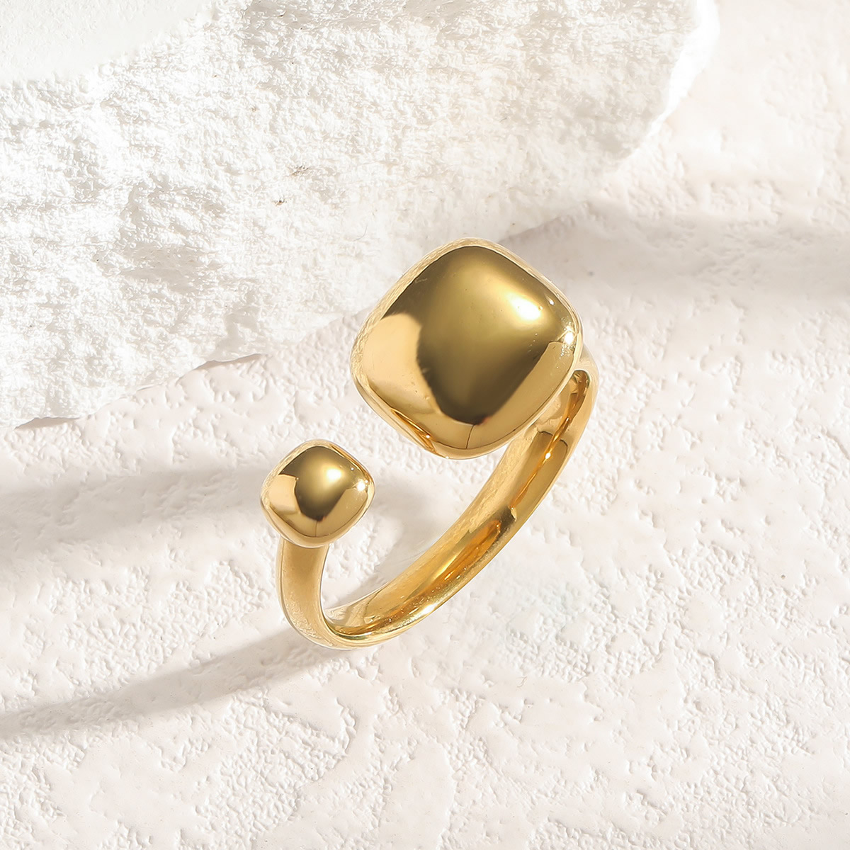 Non Tarnish Gold Dome Ring Stainless Steel - Chunky Waterproof Minimalist Statement Band