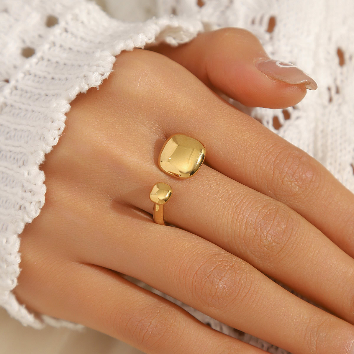 Non Tarnish Gold Dome Ring Stainless Steel - Chunky Waterproof Minimalist Statement Band