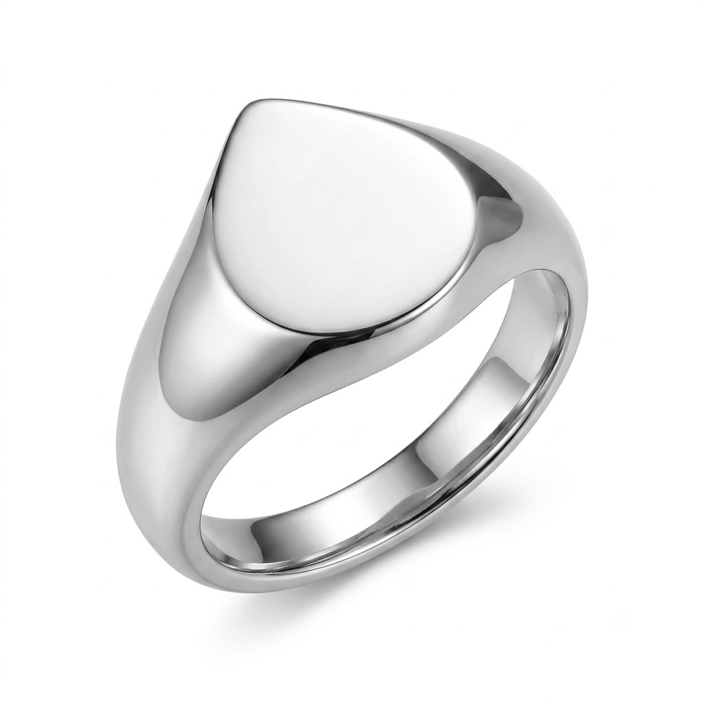 18K Gold Plated Heart Signet Ring Waterproof - Non Tarnish Chunky Love Statement Band