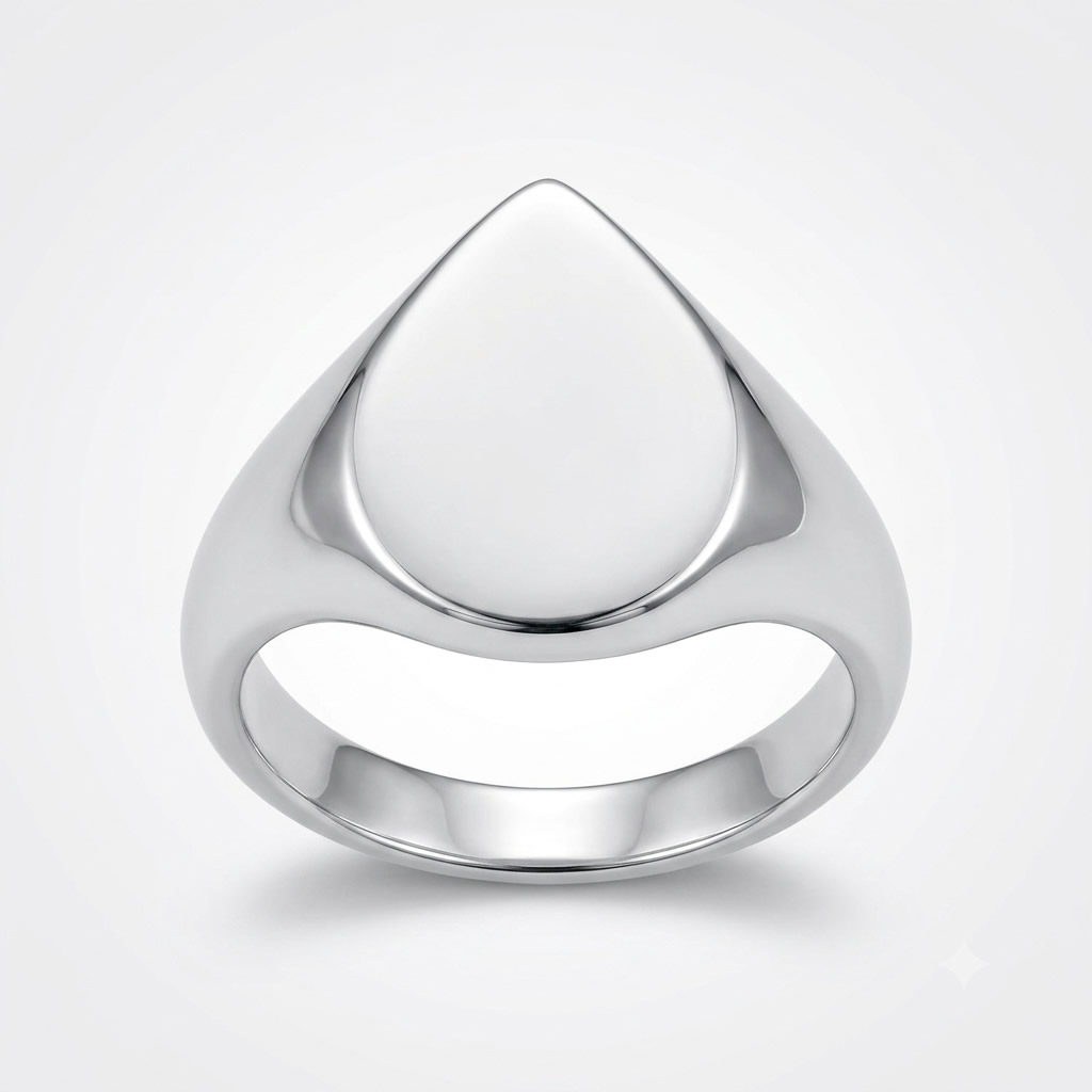 18K Gold Plated Heart Signet Ring Waterproof - Non Tarnish Chunky Love Statement Band