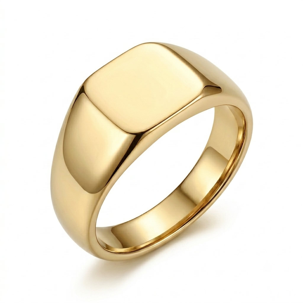 Waterproof Gold Triangle Signet Ring - Stainless Steel Geometric Pyramid Statement Ring