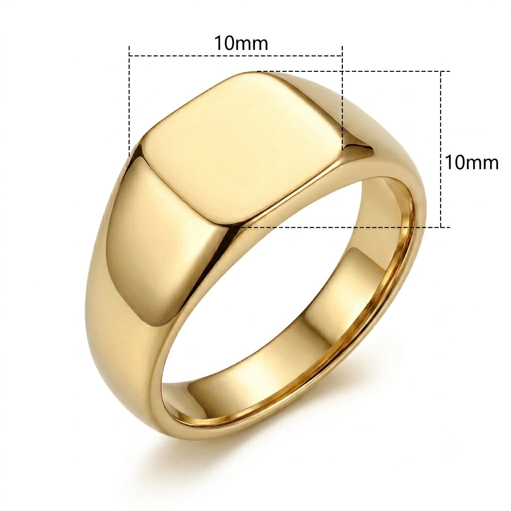Waterproof Gold Triangle Signet Ring - Stainless Steel Geometric Pyramid Statement Ring