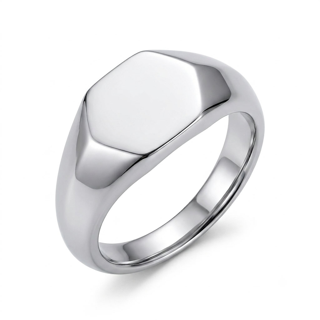 Waterproof Gold Shield Signet Ring - Non Tarnish Stainless Steel Geometric Statement Jewelry