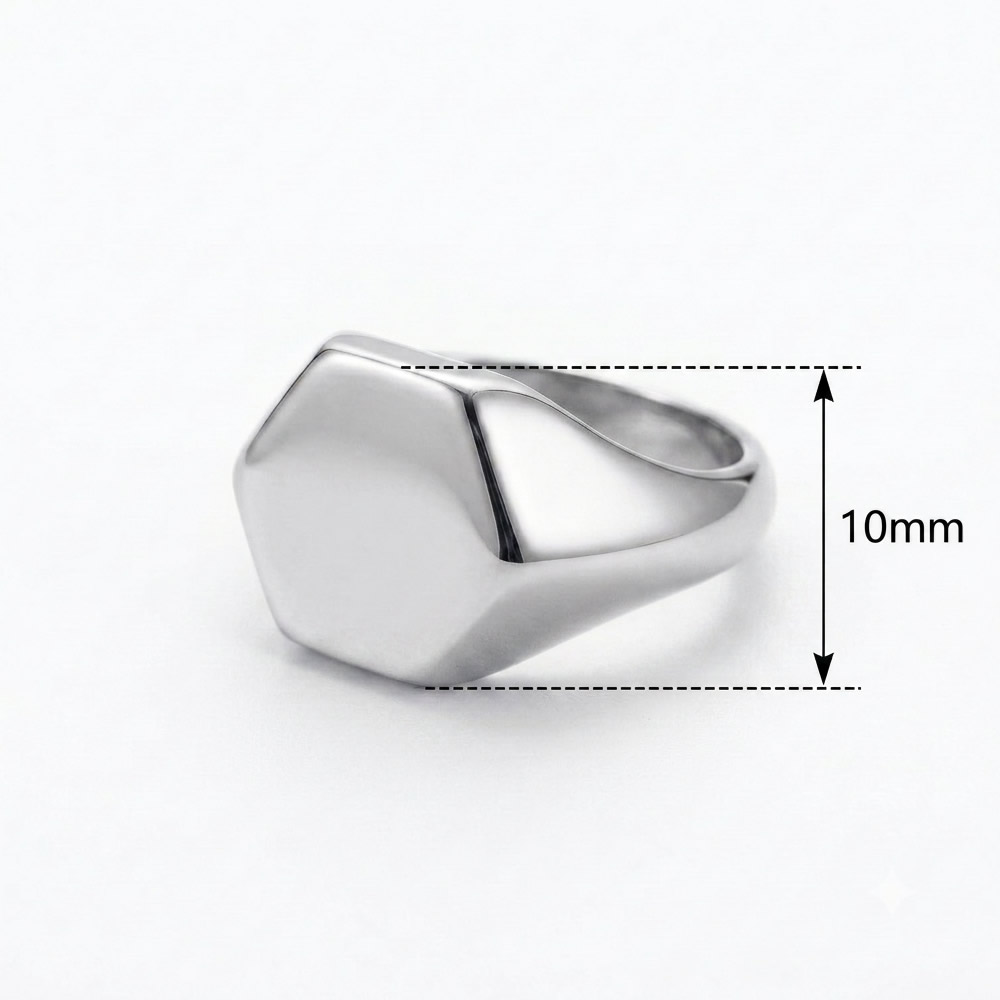 Waterproof Gold Shield Signet Ring - Non Tarnish Stainless Steel Geometric Statement Jewelry