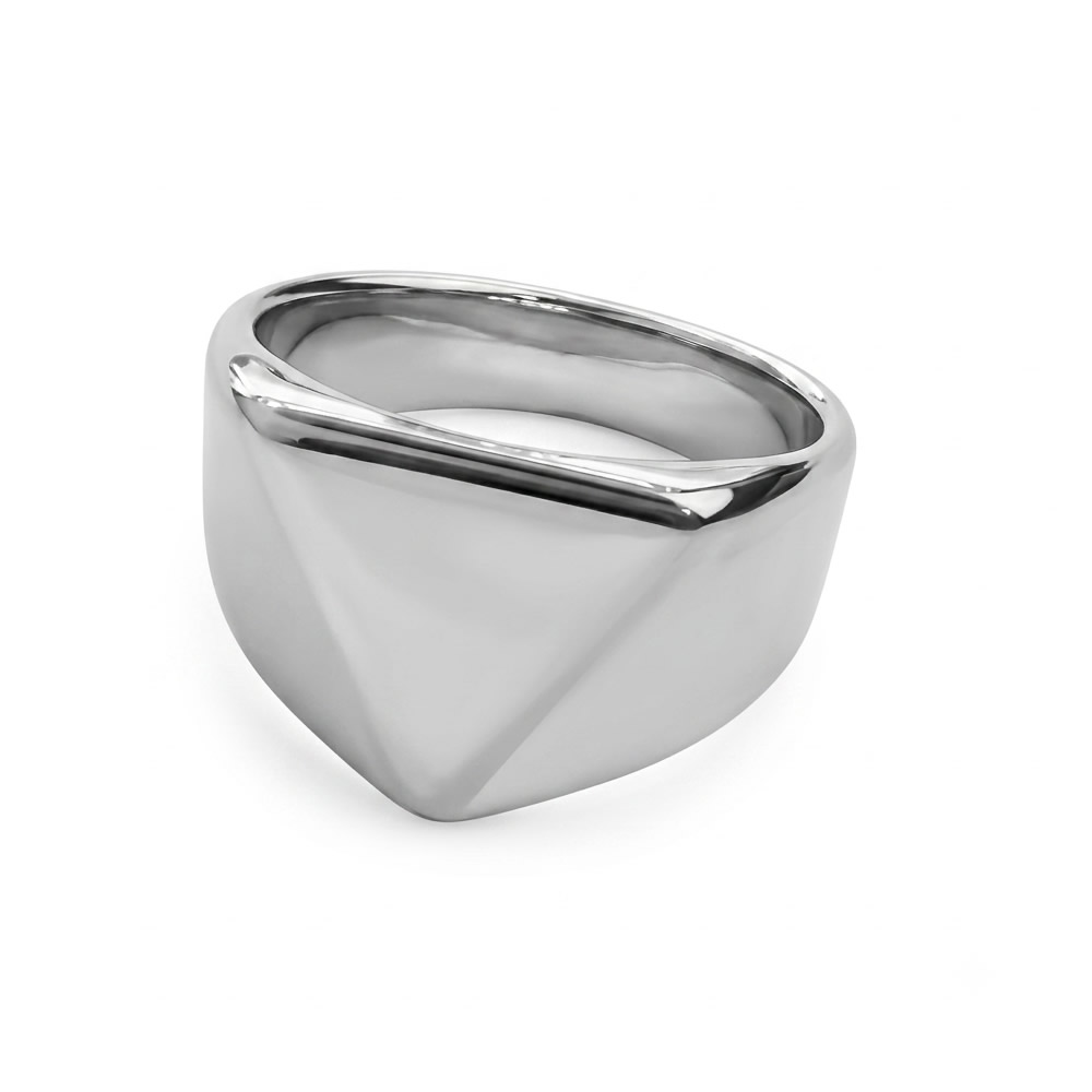 18K Gold Plated Stainless Steel Signet Band Waterproof Gold Ring for Everyday Wear