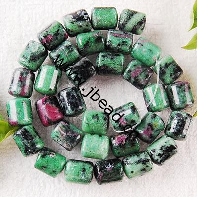Ruby in Zoisite Natural Beads, Round tube, 10x8mm, Sold per 16-Inch Strand