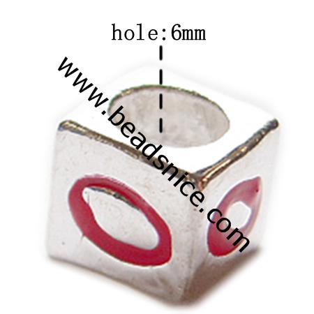 Enamel charm European beads style, alloy, no , Pb-free & Ni-free & Cd-free & Zn-free, 9.5x8.5mm, The hole approx 6mm , 