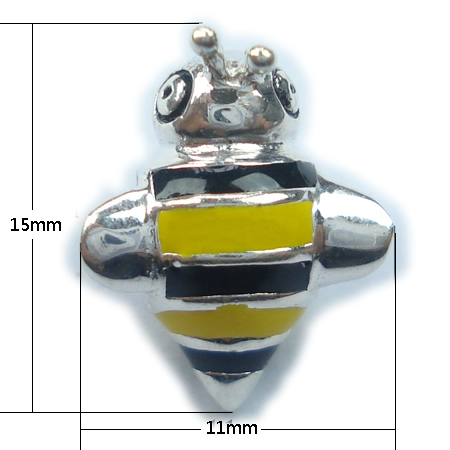 Enamel charm European beads style, 925 sterling silver, non twist the screw in the hole, 15x11x8mm，The hole approx 4.5mm