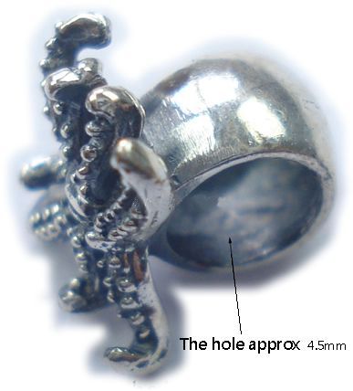   European beads style, 925 sterling silver, non twist the screw in the hole, 8x8x9mm ,The hole approx 4.5mm
