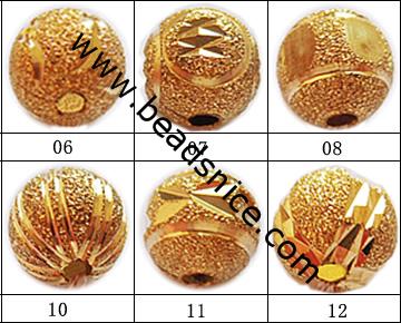 Jewelry stardust spacer beads, brass, nickel  free, lead free,round, 10mm,  hole 2mm,