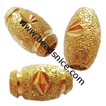 Jewelry stardust  spacs beads,brass,rice, nickel  free, lead free,8x12mm ,hole:4.0mm,  