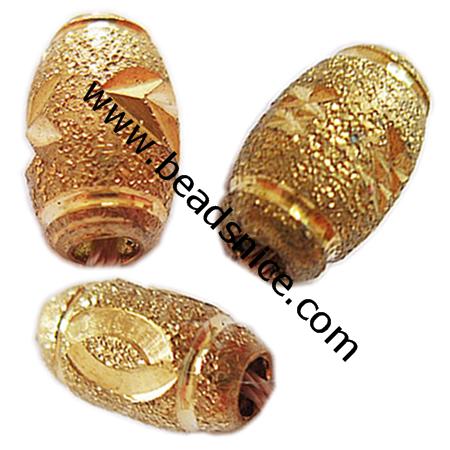 Jewelry stardust  spacs beads,brass,rice, nickel  free, lead free,7x15mm ,hole:3mm,  