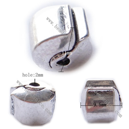 European clasp, brass, nickel free, lead free，11x9.5mm, hole:approx 2mm, 