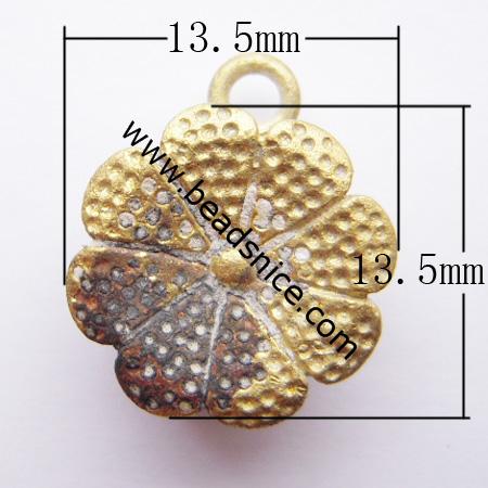  Jewelry clasp, brass, one row,  nickel free, lead free,13.5x13.5mm,hole:approx 2mm,