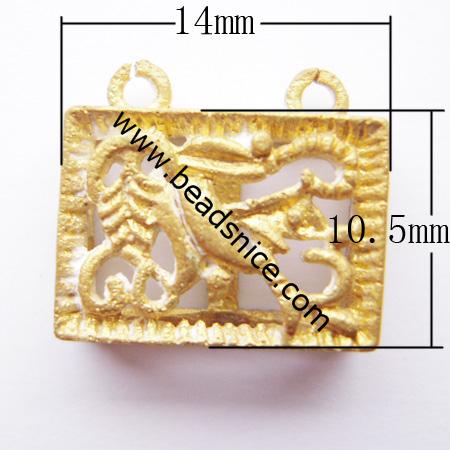 Jewelry clasp, brass, two rows, nickel free, lead free, 10.5x14mm,hole:approx 1mm,
