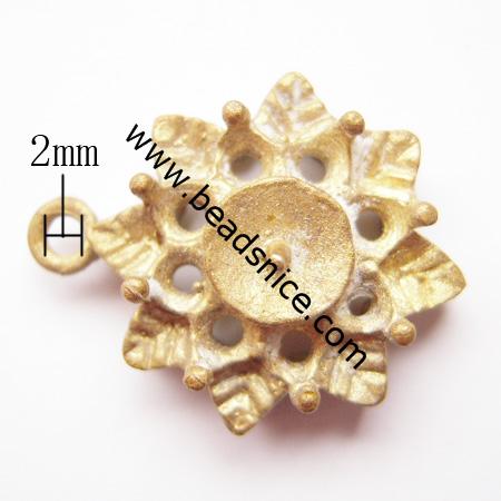 Jewelry clasp, brass, one row, nickel free, lead free, 19x18mm,hole:approx 2mm,