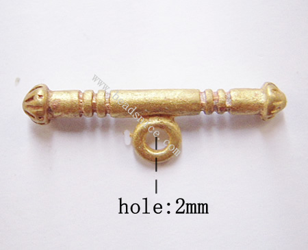 Toggle clasp, brass,nickel free, lead free,3x19mm & 11x11mm,hole: approx 2.5mm