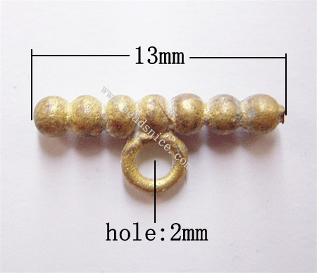 Toggle clasp, brass,nickel free, lead free,2.5x13mm & 13x14.5mm,hole: approx 2mm