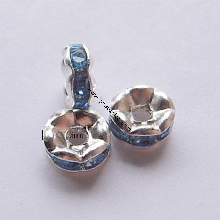 Rhinestone rondelle beads, acrylic, 6mm,hole:approx 1.2mm