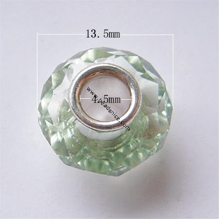 Crystal European Beads, with 925 sterling silver core, Rondelle, 13.5x9mm, Hole:Approx 4.5MM