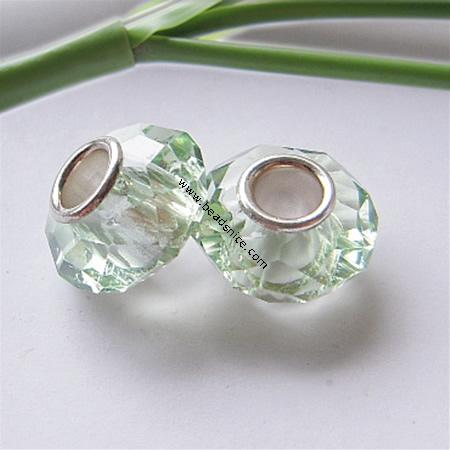 Crystal European Beads, with 925 sterling silver core, Rondelle, 13.5x9mm, Hole:Approx 4.5MM