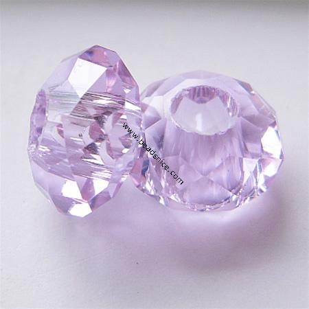 Crystal European Beads, Faceted,Flat Rondelle, 14x8mm, Hole:Approx 5MM