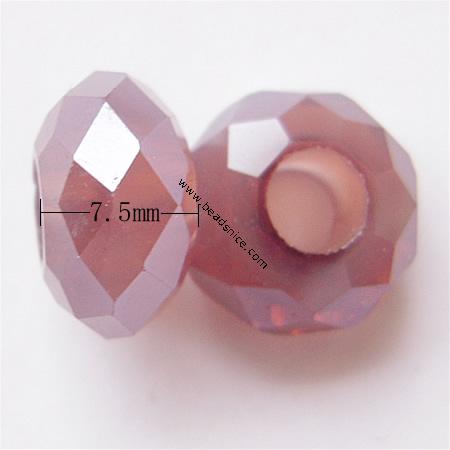 Crystal European Beads, Faceted,Flat Rondelle, 13x7.5mm, Hole:Approx 5MM