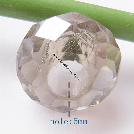 Crystal European Beads, Faceted,Flat Rondelle, 14x8mm, Hole:Approx 5MM