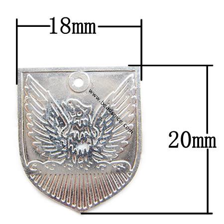 Stainless Steel Computer Beading Patch, jewelry drop, 20.5x18x0.2mm, Hole:Approx 1MM, 